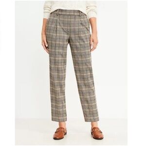 Ann Taylor LOFT Tartan Plaid Metallic Pleated High Rise Tapered Trouser Pant 12P